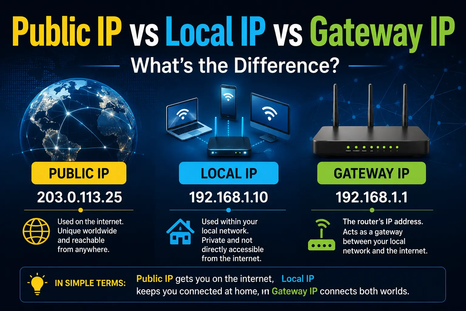 Public IP vs Local IP vs Gateway IP: What Is the Difference?
